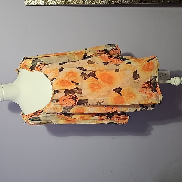 INC International Concepts Tops - I-N-C International Concepts cold shoulder lined blouse 3X peach/black